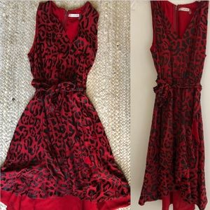 Alice + Olivia Leopard Burnout Red Dress Size 4